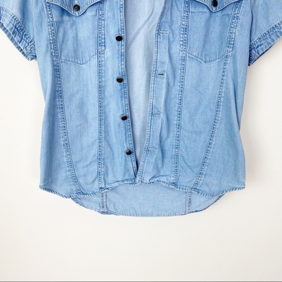 VINTAGE LIZWEAR Retro 90s Cotton Denim Shirt Small Button Front Casual - Picture 4 of 8